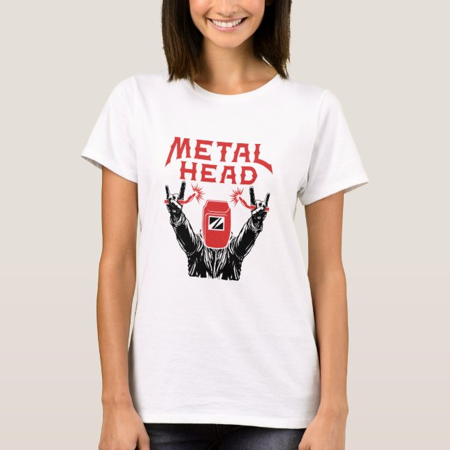 Metal Head Funny Welder Welding Helmet T-Shirt (Front)