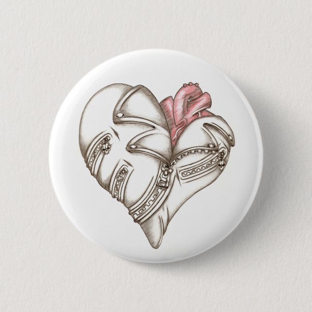 Metal heart 6 cm round badge (Front)