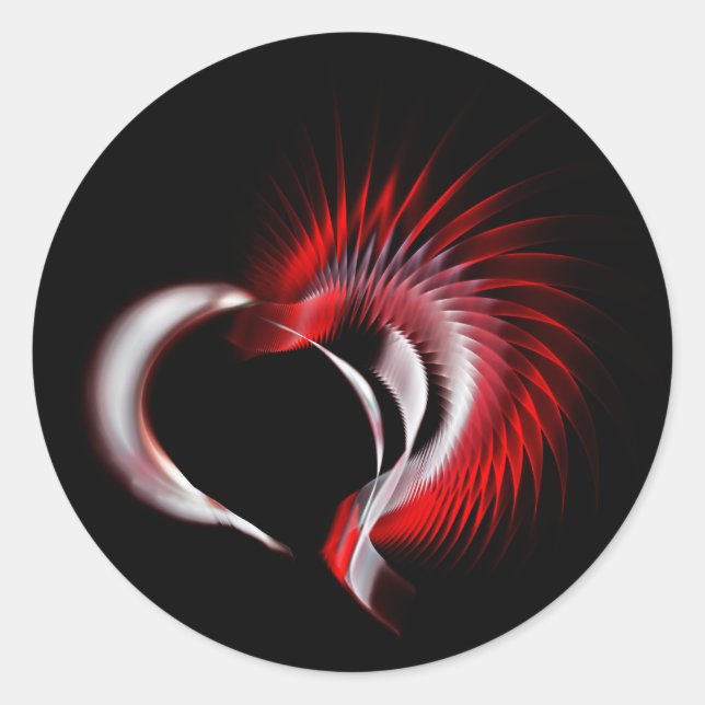 Metal Heart Classic Round Sticker (Front)