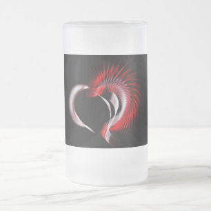 Metal Heart Frosted Glass Beer Mug