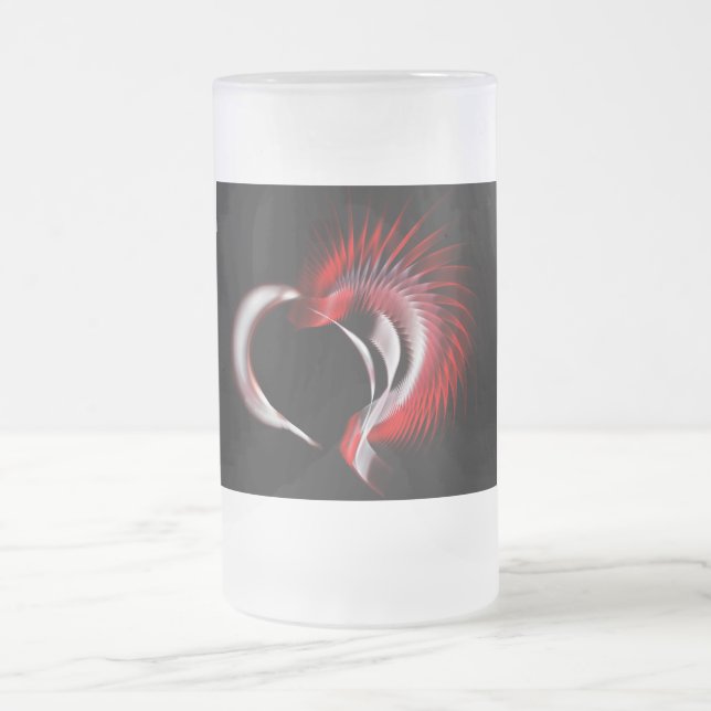 Metal Heart Frosted Glass Beer Mug (Center)