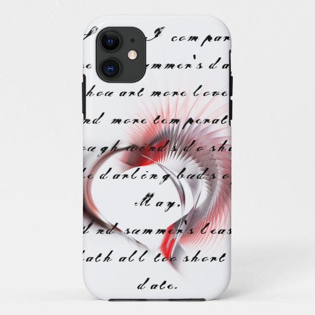Metal Heart with Shakespeare's sonnet 18 Case-Mate iPhone Case (Back)