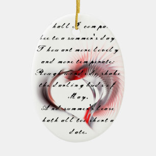Metal Heart with Shakespeare's sonnet 18 Ceramic Tree Decoration