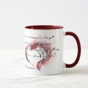Metal Heart with Shakespeare's sonnet 18 Coffee Mu Mug