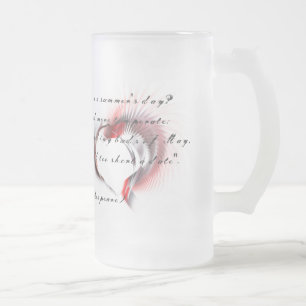 Metal Heart with Shakespeare's sonnet 18 Frosted Glass Beer Mug