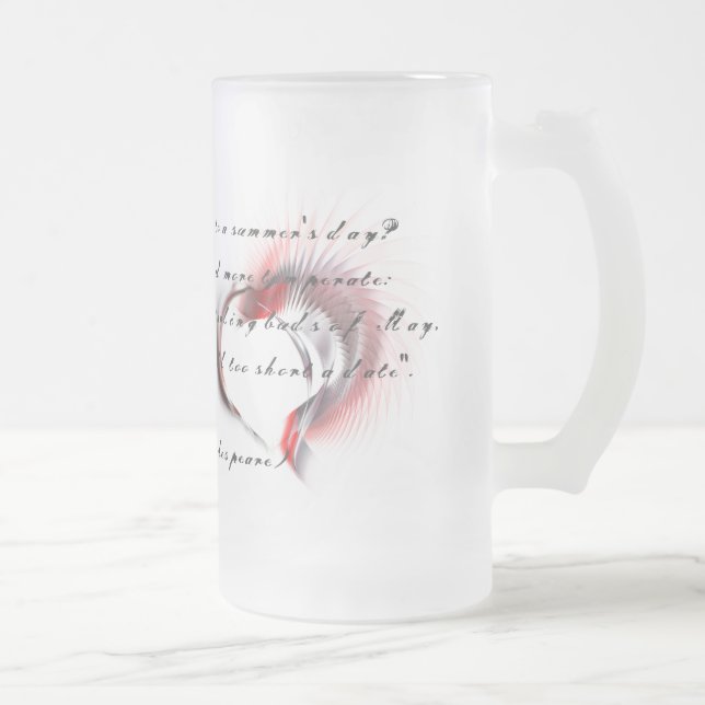 Metal Heart with Shakespeare's sonnet 18 Frosted Glass Beer Mug (Right)