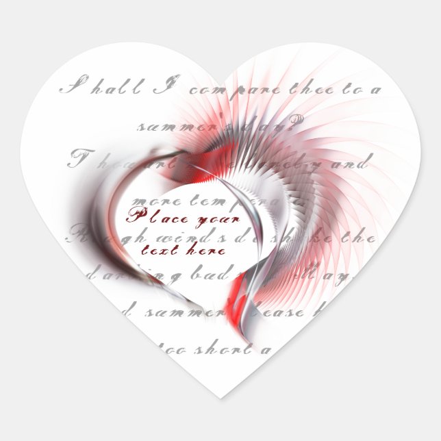 Metal Heart with Shakespeare's sonnet 18 Heart Sticker (Front)