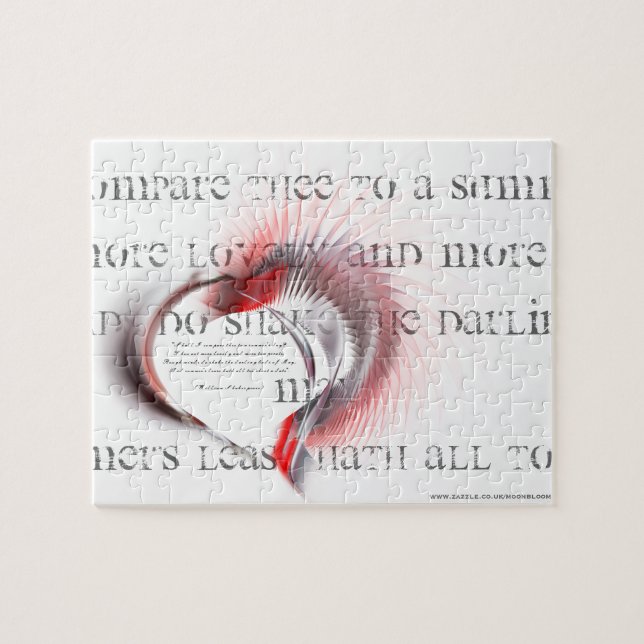 Metal Heart with Shakespeare's sonnet 18 Jigsaw Puzzle (Horizontal)