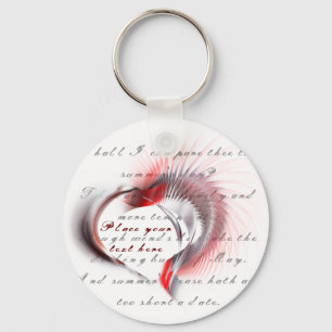 Metal Heart with Shakespeare's sonnet 18 Key Ring
