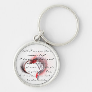 Metal Heart with Shakespeare's sonnet 18 Key Ring