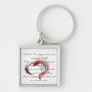Metal Heart with Shakespeare's sonnet 18 Key Ring