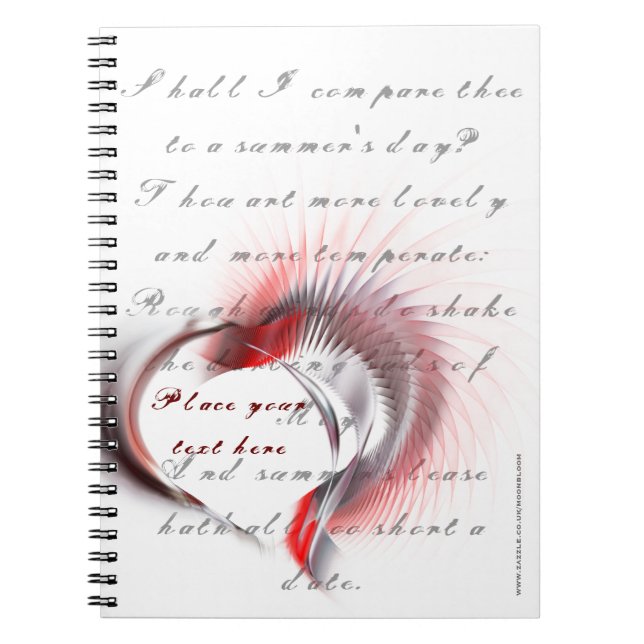 Metal Heart with Shakespeare's sonnet 18 Notebook (Front)