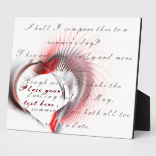 Metal Heart with Shakespeare's sonnet 18 Plaque