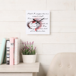 Metal Heart with Shakespeare's sonnet 18 Square Wall Clock