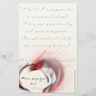 Metal Heart with Shakespeare's sonnet 18 Stationery