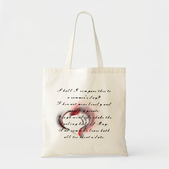 Metal Heart with Shakespeare's sonnet 18 Tote Bag (Front)