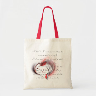 Metal Heart with Shakespeare's sonnet 18 Tote Bag