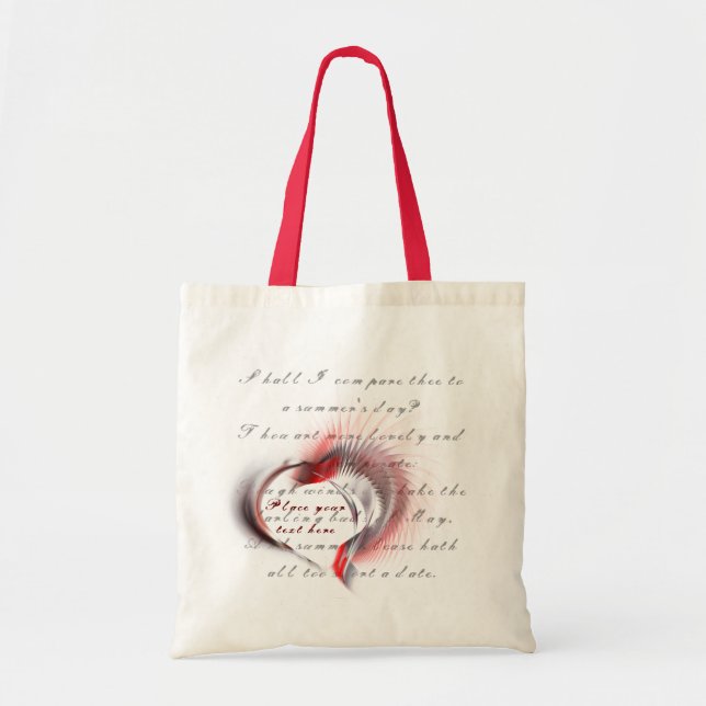 Metal Heart with Shakespeare's sonnet 18 Tote Bag (Front)