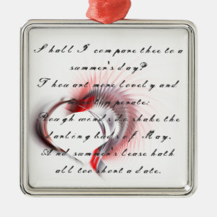 Metal Heart with Shakespeare's sonnet 18 Tree Decoration