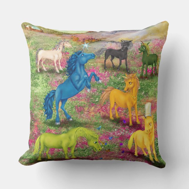 Metal Horn Unicorns  Cushion (Front)