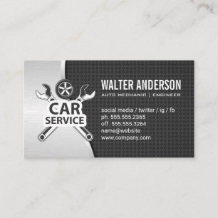 Metal Industrial Background Wrenches Tire Logo Business Card