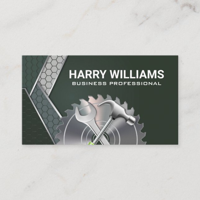Metal | Industrial Saw Hammer | Industrial Business Card (Front)