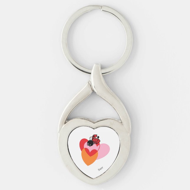 Metal Key Chain : Lady Bug of Hearts (Front)