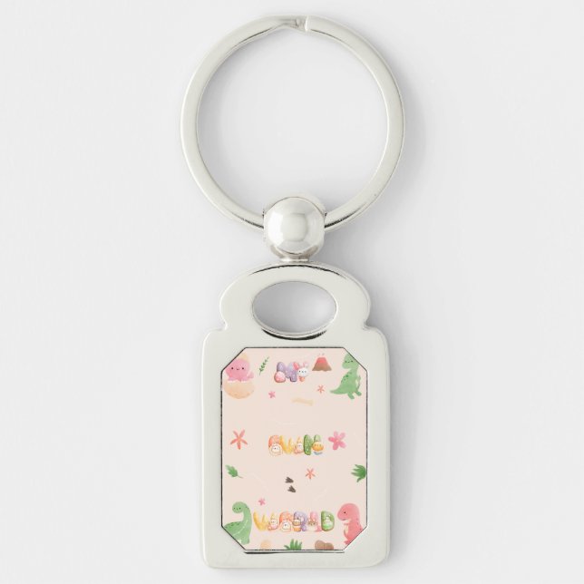 Metal Keychain | Cute Dinosaur World (Front)