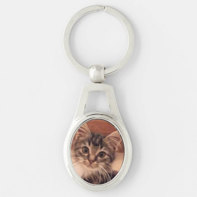 Metal Keychain Kitten Cats Keyring Key Ring (Front)