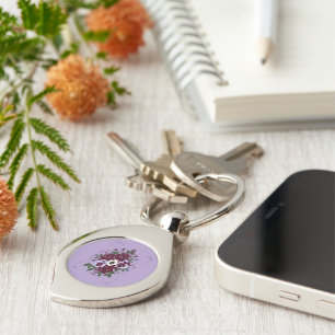 Metal Keychain Violet Bouquet