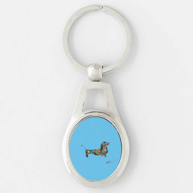 Metal Keychain with Dachshund (Front)