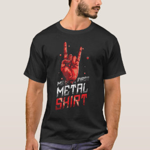 Metal Kids Rock Hand Metal Sign Metal Lover First  T-Shirt
