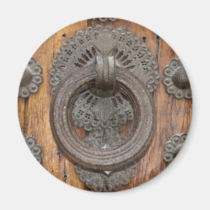 Metal Knocker on Old Wooden Door Magnet