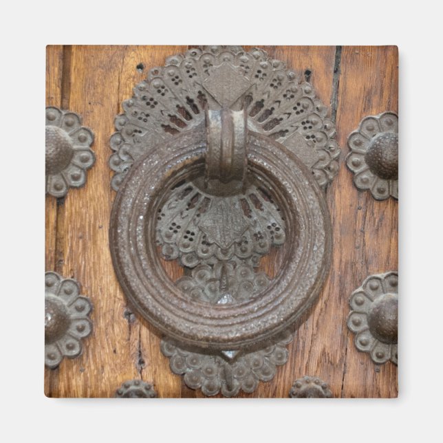 Metal Knocker on Old Wooden Door Magnet (Front)