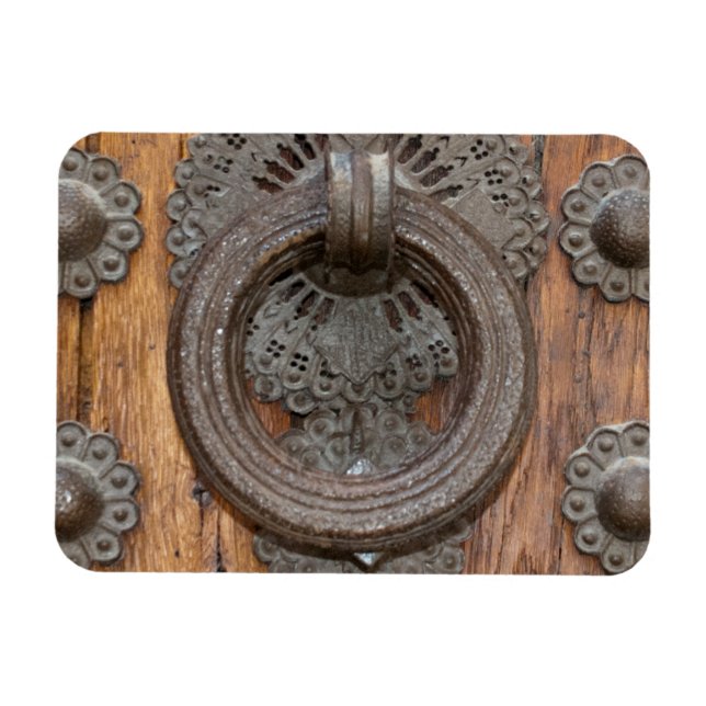 Metal Knocker on Old Wooden Door Magnet (Horizontal)