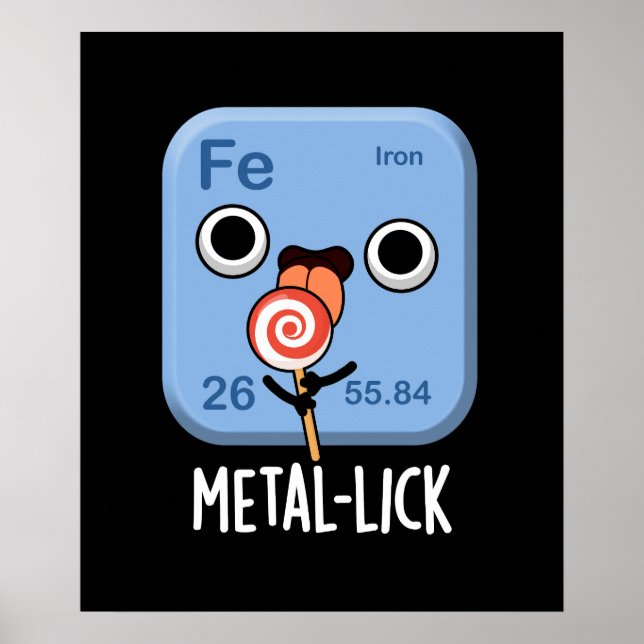 Metal-lick Funny Chemistry Metal Pun Dark BG Poster (Front)