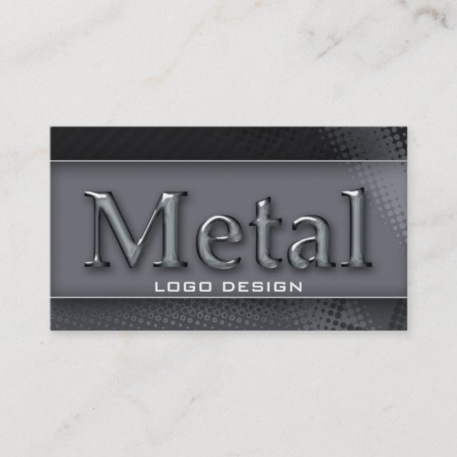 METAL LOGO DESIGN D | Construction Business Cards (Front)