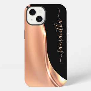 Metal Look 3-D Rose gold Wave Name iPhone 13 Case
