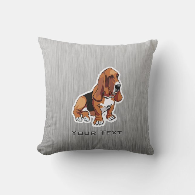 Metal look; Basset Hound Cushion (Front)