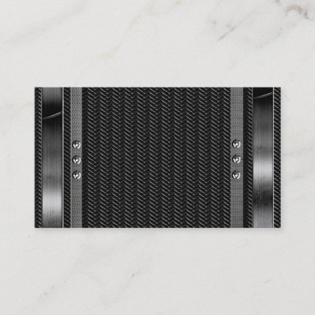 Metal Look Border Carbon Fibre Business Cards (Front)