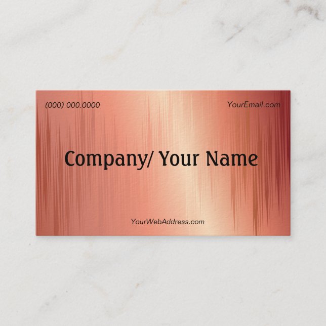 Metal Look Business Card Template Peach (Front)