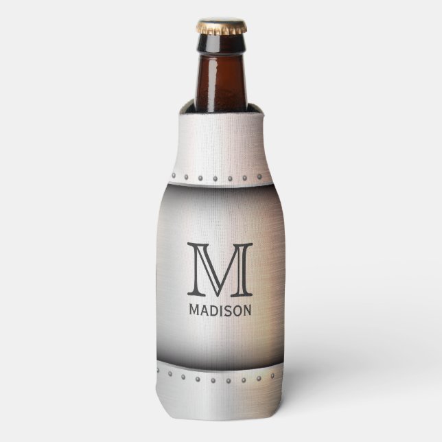 Metal Look custom monogram bottle cooler (Bottle Front)