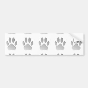 Metal-Look Dog Paw Print Bumper Sticker