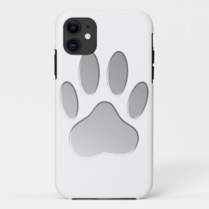 Metal-Look Dog Paw Print iPhone 11 Case
