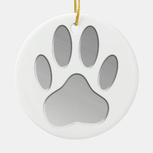 Metal-Look Dog Paw Print Ceramic Tree Decoration