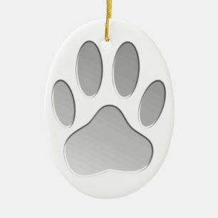 Metal-Look Dog Paw Print Ceramic Tree Decoration