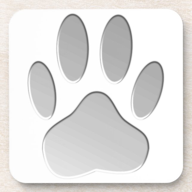 Metal-Look Dog Paw Print Coaster (Front)