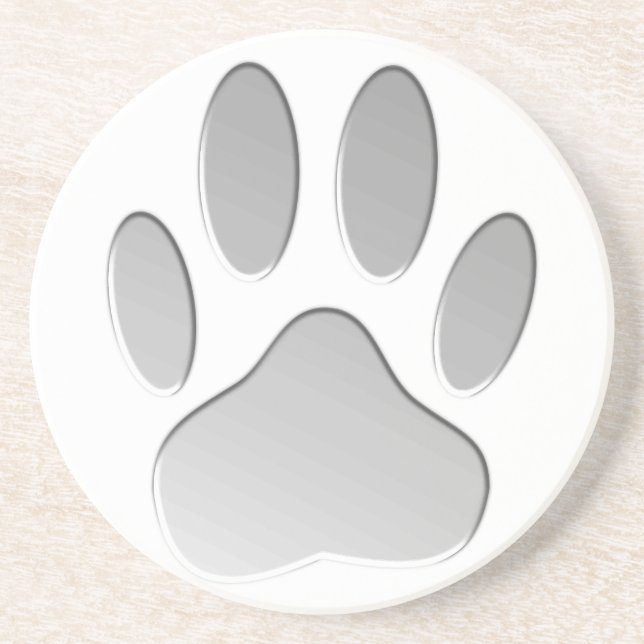 Metal-Look Dog Paw Print Coaster (Front)