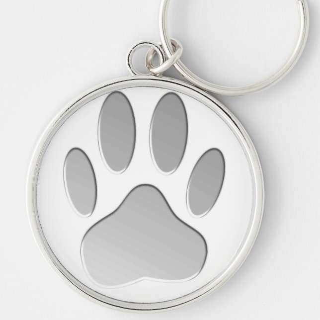 Metal-Look Dog Paw Print Key Ring (Front)