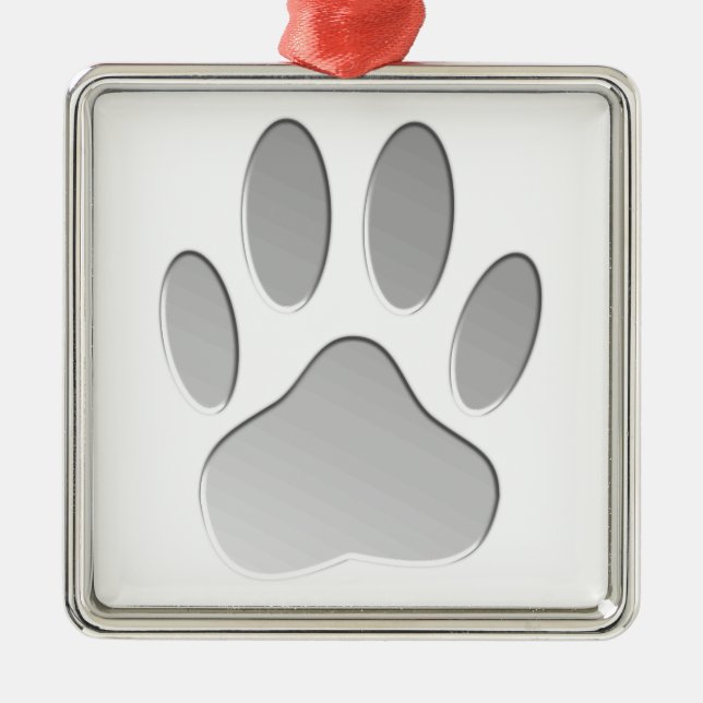 Metal-Look Dog Paw Print Metal Tree Decoration (Front)